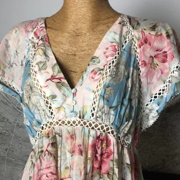 Zimmerman Floral Lace Trim Women Top Size 3 - Picture 2 of 14